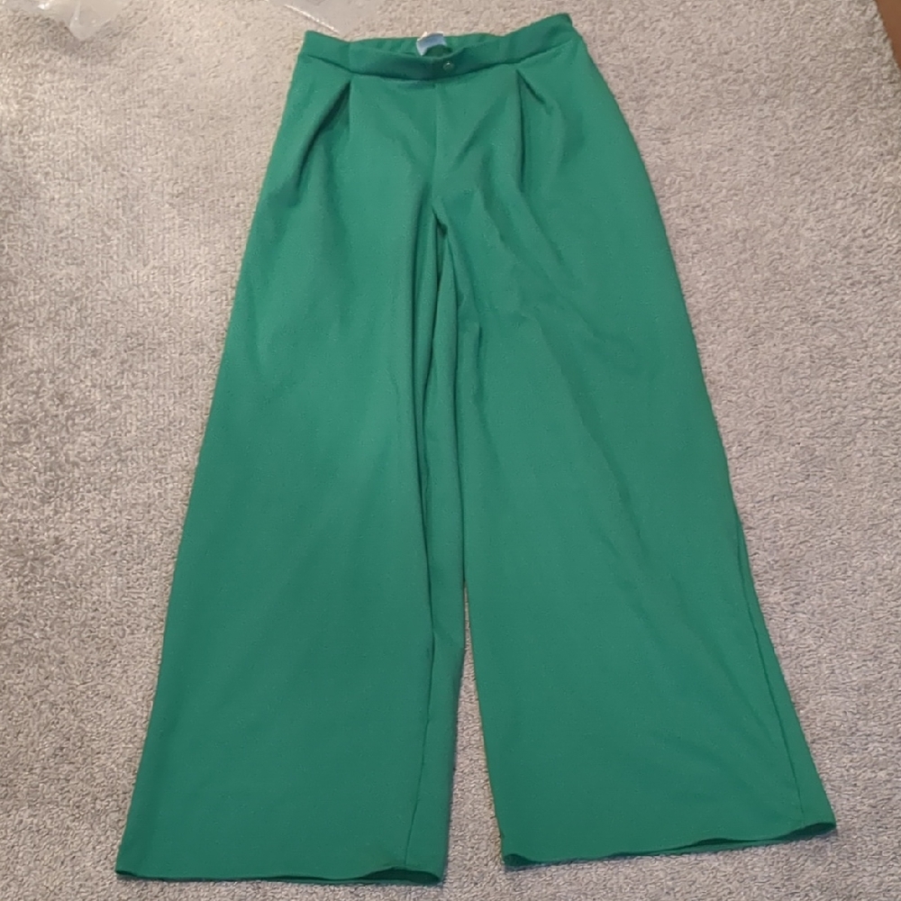 Green Flare/Wide Leg Pants For Dance Costumes